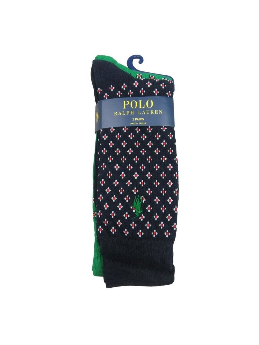 Polo Ralph Lauren Foulard Slack Socks Men's Size 6-12.5 (2 PAIRS) Navy Green NEW